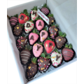 20pcs CUPID'S ARROW x LOVE Pink Design Chocolate Strawberries Gift Box (Custom Wording)
